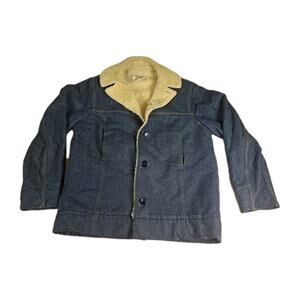 Vintage 70s Montgomery Ward Sherpa Lined Denim Jacket Size 44T Tall Chore Coat